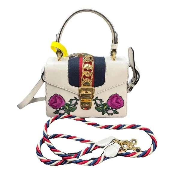 Gucci Sylvie Top Handle Bag - White Leather-Rare Gucci!-Comps are $1,700+ - Picture 15 of 15